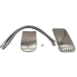 Angel Çanta Aksesuar Pelikan Çanta Saplı Parlak Rugan Deri Çanta Seti Koyu Gri Renk - 2