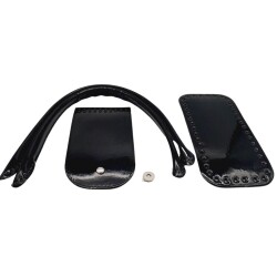 Angel Çanta Aksesuar Pelikan Çanta Saplı Parlak Rugan Deri Çanta Seti Siyah Renk - 2