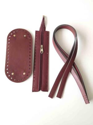 Angel Çanta Aksesuar Sap Taban Fermuar Seti Bordo - 1