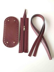 Angel Çanta Aksesuar Sap Taban Fermuar Seti Bordo - Angel Çanta Aksesuar