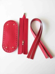 Angel Çanta Aksesuar Sap Taban Fermuar Seti Kırmızı - Angel Çanta Aksesuar