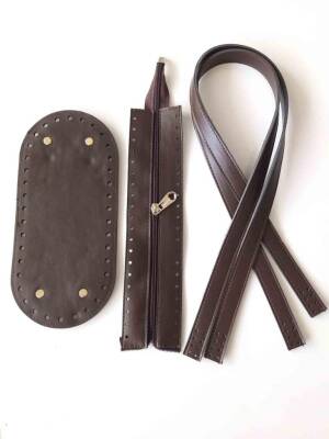 Angel Çanta Aksesuar Sap Taban Fermuar Seti Koyu Kahve - 1