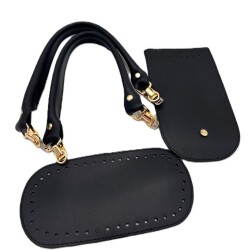 Angel Çanta Aksesuar Siyah Kulpluklu Sap, Taban, Kapak Seti - Angel Çanta Aksesuar