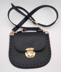 Angel Çanta Aksesuar Siyah Renk İstiridye Çanta Seti Light Gold Metal - Angel Çanta Aksesuar