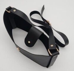 Angel Çanta Aksesuar Siyah Suni Deri 120x2 cm Çanta Saplı Deri Seti Light Gold Metalli - 3