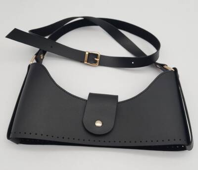 Angel Çanta Aksesuar Siyah Suni Deri 120x2 cm Çanta Saplı Deri Seti Light Gold Metalli - 2