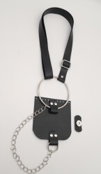 Angel Çanta Aksesuar Siyah Suni Deri Halkalı Model Kapaklı Set Gümüş Metalli - 2