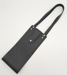 Angel Çanta Aksesuar Suni Deri Kova Model Siyah Renk Çanta Deri Seti Light Gold Metal - 3