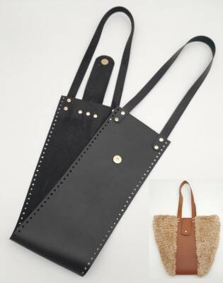 Angel Çanta Aksesuar Suni Deri Kova Model Siyah Renk Çanta Deri Seti Light Gold Metal - 1