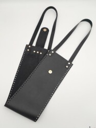 Angel Çanta Aksesuar Suni Deri Kova Model Siyah Renk Çanta Deri Seti Light Gold Metal - 4