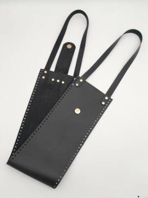 Angel Çanta Aksesuar Suni Deri Kova Model Siyah Renk Çanta Deri Seti Light Gold Metal - 4