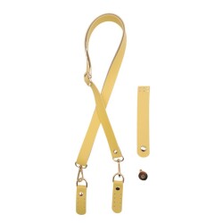 Angel Çanta Aksesuar Suni Deri 110x2 cm Ayarlı Çanta Saplı Kapaklı Sarı Renk Çanta Seti Light Gold Metalli - Angel Çanta Aksesuar