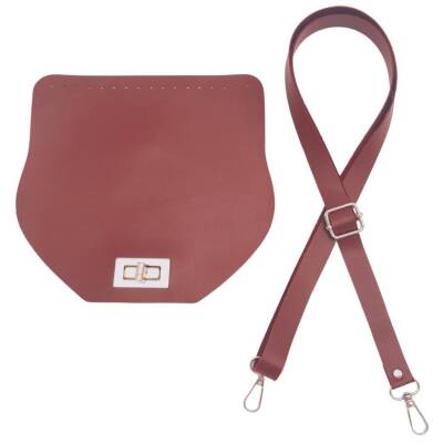 Angel Çanta Aksesuar Suni Deri 21x19 cm Kapaklı ve Ayarlı Saplı Çanta Seti Bordo Renk Gümüş Metalli - 1