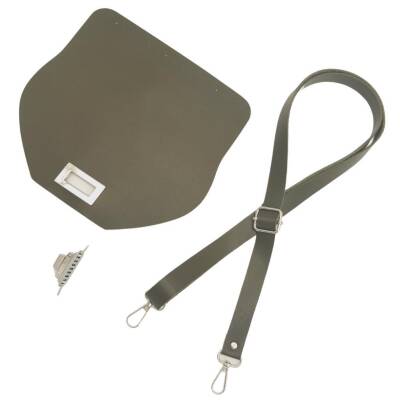 Angel Çanta Aksesuar Suni Deri 21x19 cm Kapaklı ve Ayarlı Saplı Çanta Seti Haki Renk Gümüş Metalli - 3