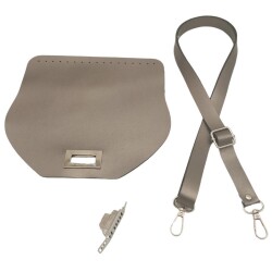 Angel Çanta Aksesuar Suni Deri 21x19 cm Kapaklı ve Ayarlı Saplı Çanta Seti Parlak Gri Renk Gümüş Metalli - 2