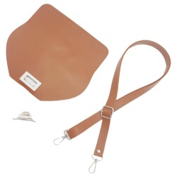 Angel Çanta Aksesuar Suni Deri 21x19 cm Kapaklı ve Ayarlı Saplı Çanta Seti Taba Renk Gümüş Metalli - 3