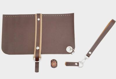 Angel Çanta Aksesuar Suni Deri Abiye Cluch Çanta Seti Kahverengi Gümüş Metalli - 1