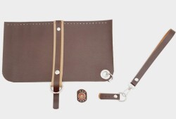 Angel Çanta Aksesuar Suni Deri Abiye Cluch Çanta Seti Kahverengi Gümüş Metalli - Angel Çanta Aksesuar