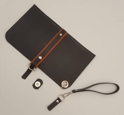 Angel Çanta Aksesuar Suni Deri Abiye Cluch Çanta Seti Siyah Renk Gümüş Metalli - 2