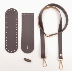 Angel Çanta Aksesuar Suni Deri Ahşap Düğmeli Mini Bag Cep Telefonu Seti Kahverengi Light Gold Metalli - 2