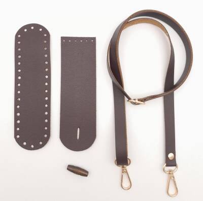 Angel Çanta Aksesuar Suni Deri Ahşap Düğmeli Mini Bag Cep Telefonu Seti Kahverengi Light Gold Metalli - 2