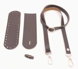 Angel Çanta Aksesuar Suni Deri Ahşap Düğmeli Mini Bag Cep Telefonu Seti Kahverengi Light Gold Metalli - 3