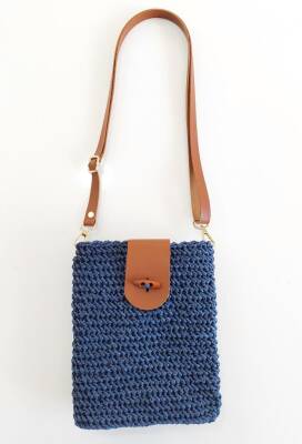 Angel Çanta Aksesuar Suni Deri Ahşap Düğmeli Mini Bag Cep Telefonu Seti Kahverengi Light Gold Metalli - 5