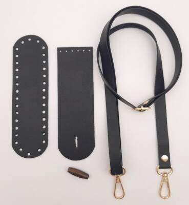 Angel Çanta Aksesuar Suni Deri Ahşap Düğmeli Mini Bag Cep Telefonu Seti Siyah Renk Light Gold Metalli - 2