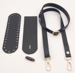 Angel Çanta Aksesuar Suni Deri Ahşap Düğmeli Mini Bag Cep Telefonu Seti Siyah Renk Light Gold Metalli - 3