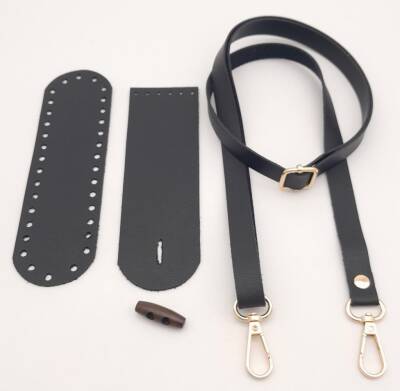 Angel Çanta Aksesuar Suni Deri Ahşap Düğmeli Mini Bag Cep Telefonu Seti Siyah Renk Light Gold Metalli - 3