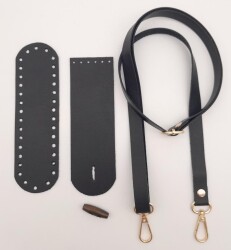 Angel Çanta Aksesuar Suni Deri Ahşap Düğmeli Mini Bag Cep Telefonu Seti Siyah Renk Light Gold Metalli - 2