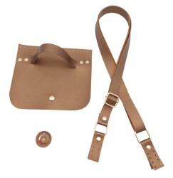 Angel Çanta Aksesuar Suni Deri Aysan Model Ayarlı Saplı Bakır Renk Çanta Seti Light Gold Metalli - Angel Çanta Aksesuar