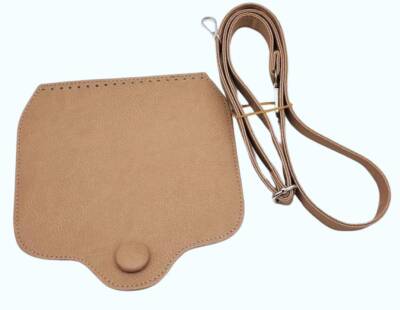 Angel Çanta Aksesuar Suni Deri Büyük Button Model Bej Renk Çanta Deri Seti Gümüş Metal - 1