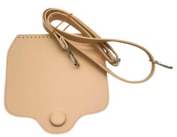 Angel Çanta Aksesuar Suni Deri Büyük Button Model Krem Renk Çanta Deri Seti Gümüş Metal - Angel Çanta Aksesuar