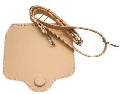 Angel Çanta Aksesuar Suni Deri Büyük Button Model Krem Renk Çanta Deri Seti Gümüş Metal - 1