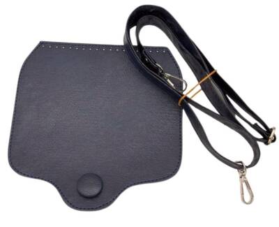 Angel Çanta Aksesuar Suni Deri Büyük Button Model Lacivert Renk Çanta Deri Seti Gümüş Metal - 1