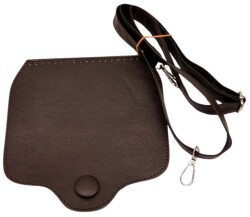 Angel Çanta Aksesuar Suni Deri Büyük Button Model Koyu Kahve Renk Çanta Deri Seti Gümüş Metal - Angel Çanta Aksesuar