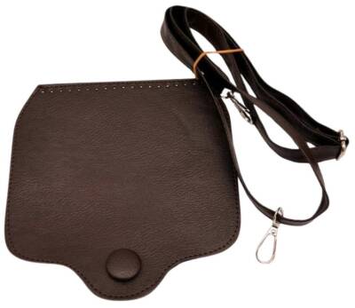 Angel Çanta Aksesuar Suni Deri Büyük Button Model Koyu Kahve Renk Çanta Deri Seti Gümüş Metal - 1