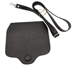 Angel Çanta Aksesuar Suni Deri Büyük Button Model Siyah Renk Çanta Deri Seti Gümüş Metal - Angel Çanta Aksesuar