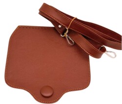 Angel Çanta Aksesuar Suni Deri Büyük Button Model Taba Renk Çanta Deri Seti Gümüş Metal - Angel Çanta Aksesuar