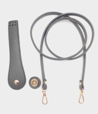 Angel Çanta Aksesuar Suni Deri Cep Telefonu Seti Dikişli Gri Renk Light Gold Metalli - 1