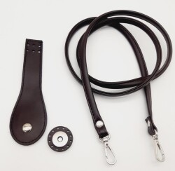 Angel Çanta Aksesuar Suni Deri Cep Telefonu Seti Dikişli Kahverengi Gümüş Metalli - Angel Çanta Aksesuar