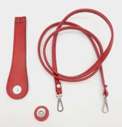 Angel Çanta Aksesuar Suni Deri Cep Telefonu Seti Dikişli Kırmızı Renk Gümüş Metalli - Angel Çanta Aksesuar