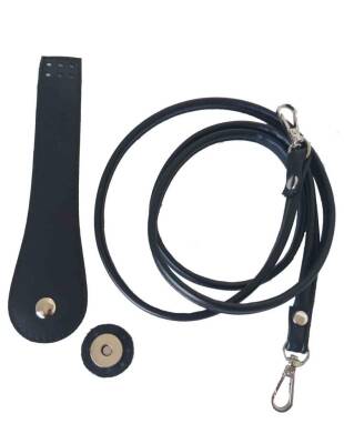 Angel Çanta Aksesuar Suni Deri Cep Telefonu Seti Dikişli Siyah Gümüş Renk - 1