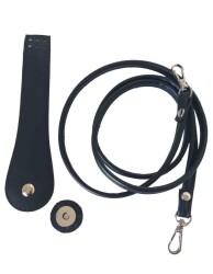 Angel Çanta Aksesuar Suni Deri Cep Telefonu Seti Dikişli Siyah Gümüş Renk - Angel Çanta Aksesuar