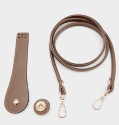 Angel Çanta Aksesuar Suni Deri Cep Telefonu Seti Dikişli Vizon Renk Light Gold Metalli - Angel Çanta Aksesuar