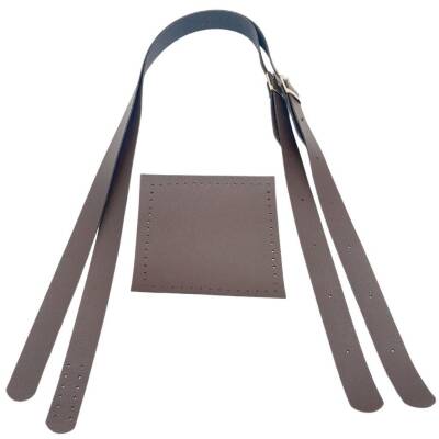 Angel Çanta Aksesuar Suni Deri Cepli Ayarlanabilir Çift Saplı Çanta Seti Koyu Kahverengi Light Gold Metalli - 3