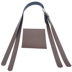 Angel Çanta Aksesuar Suni Deri Cepli Ayarlanabilir Çift Saplı Çanta Seti Koyu Kahverengi Light Gold Metalli - 3