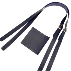 Angel Çanta Aksesuar Suni Deri Cepli Ayarlanabilir Çift Saplı Çanta Seti Lacivert Light Gold Metalli - 4