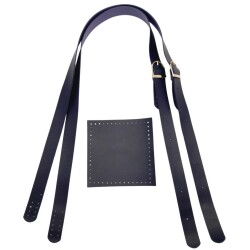 Angel Çanta Aksesuar Suni Deri Cepli Ayarlanabilir Çift Saplı Çanta Seti Lacivert Light Gold Metalli - 2